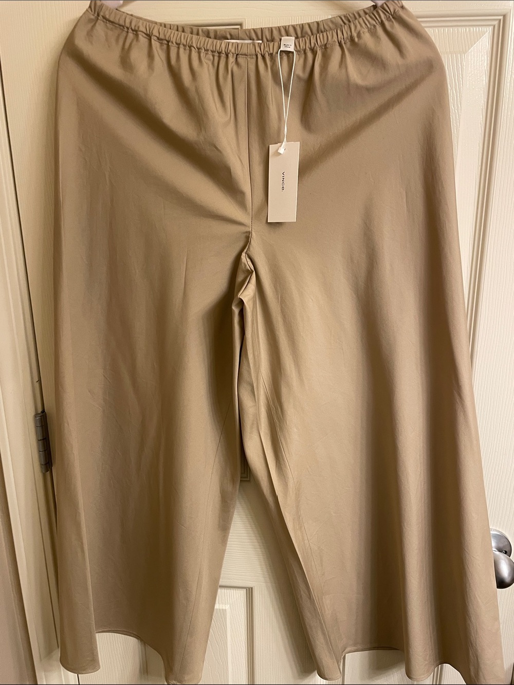 Vince Beige Wide-Leg Pull-On Pants